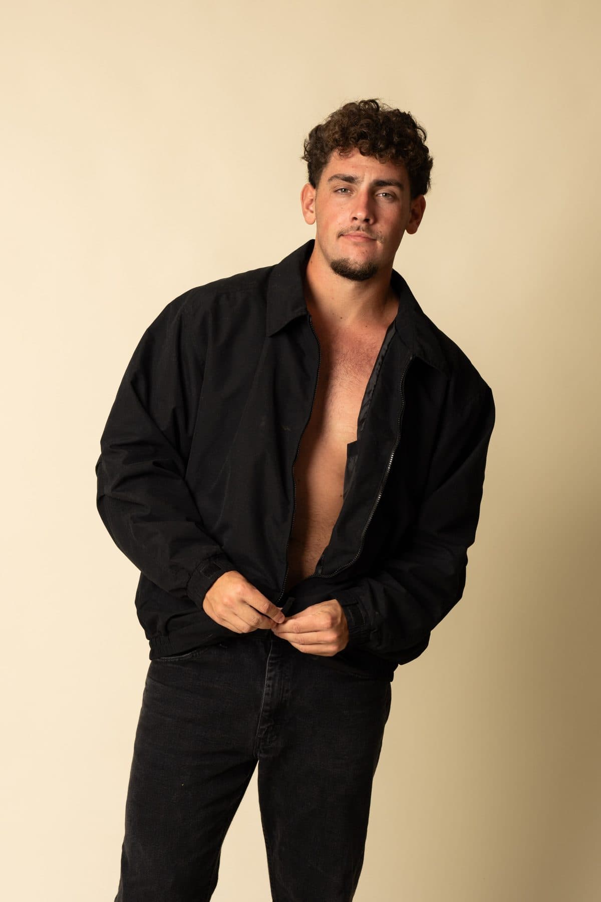 Black overshirt, snap front