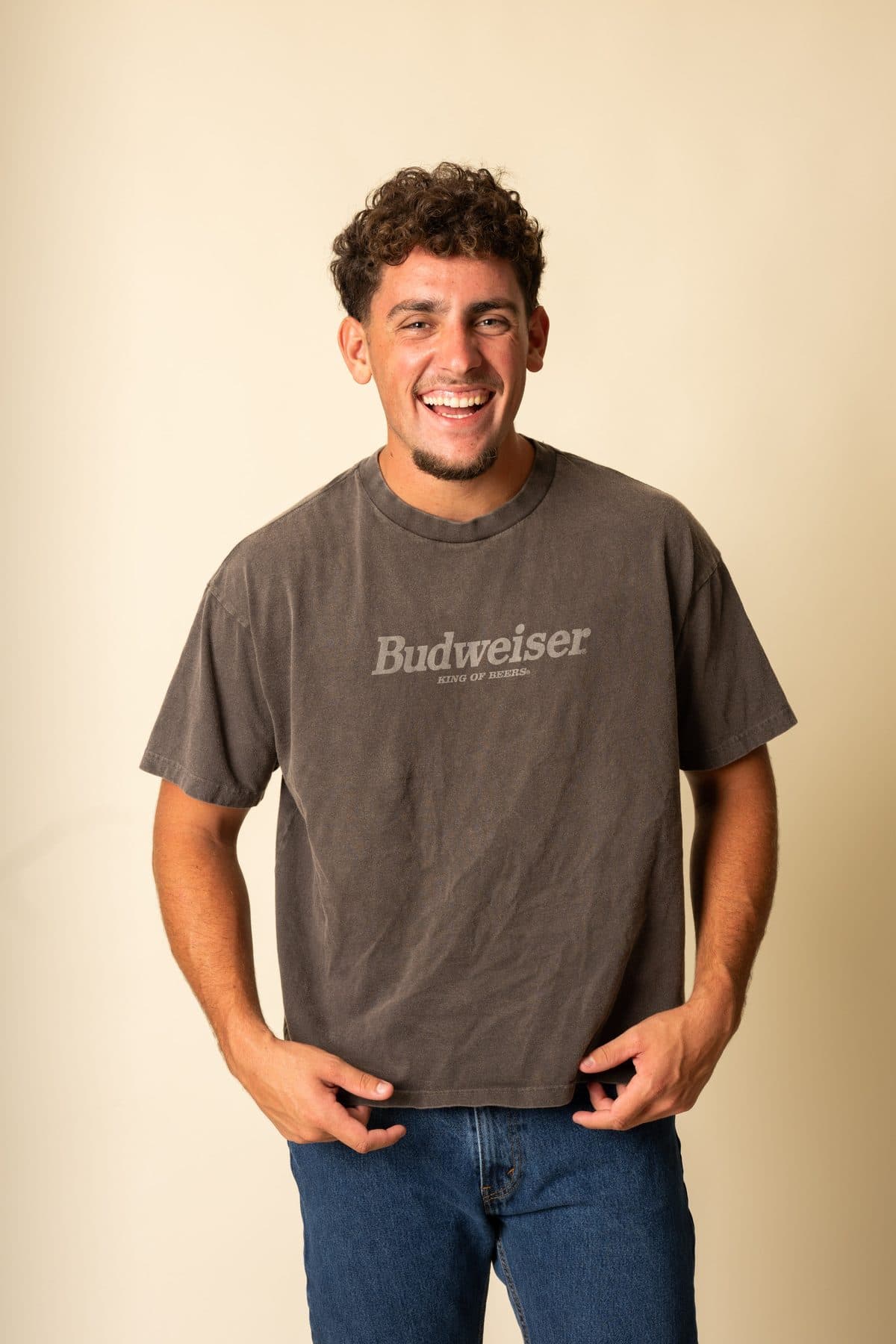 Budweiser logo tee, washed grey