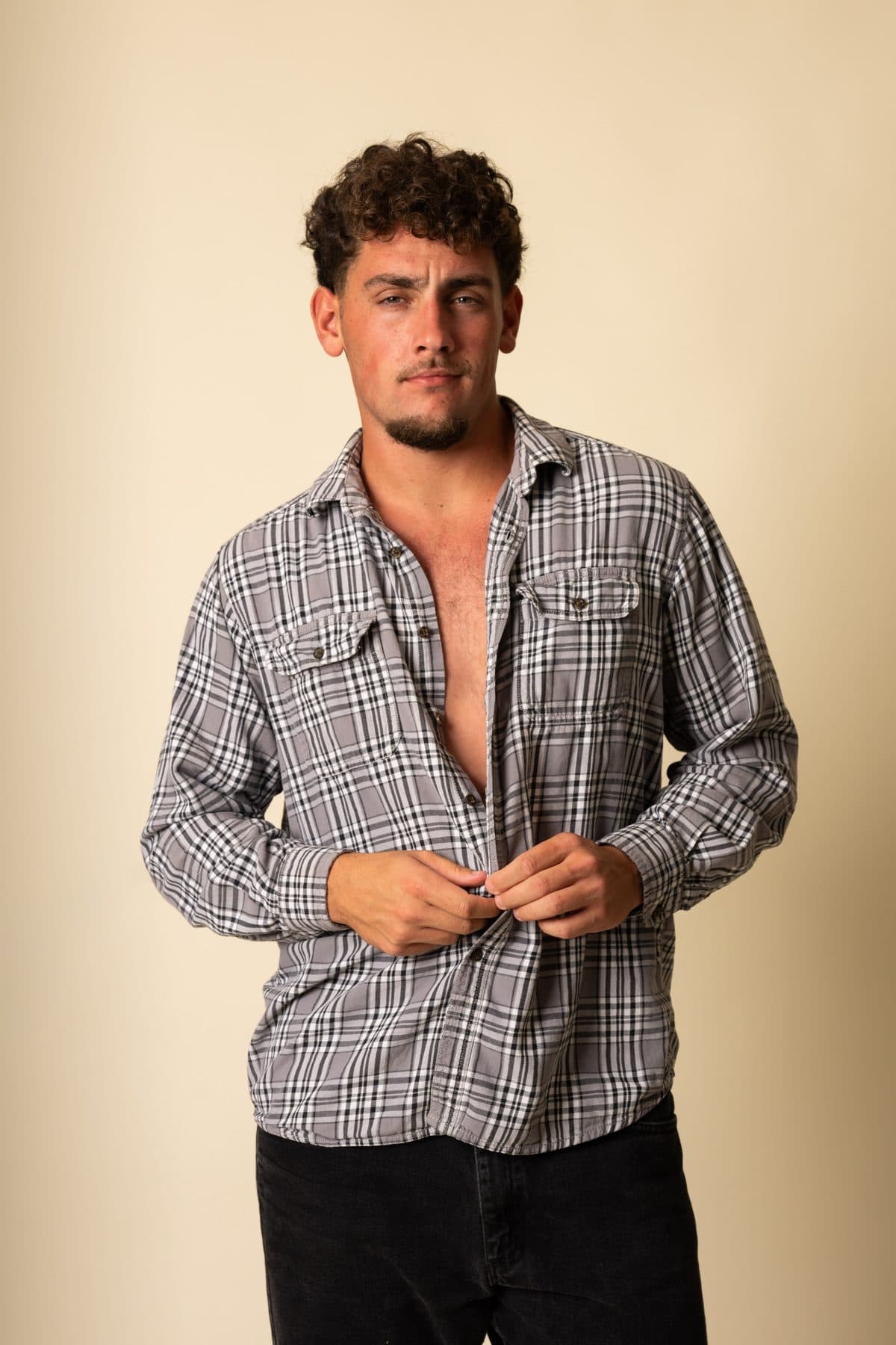 Grey plaid flannel shirt